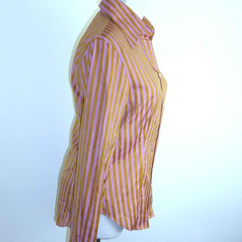 ETRO MILANO ITALY GOLD PINK STRIPE Shirt i42 M - Picture 3 of 6